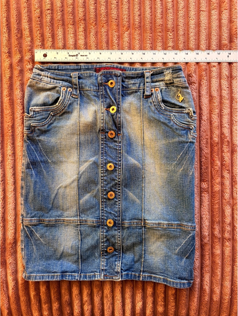 Y2K Baby Phat Denim Button-Front Skirt Medium Wash #12
